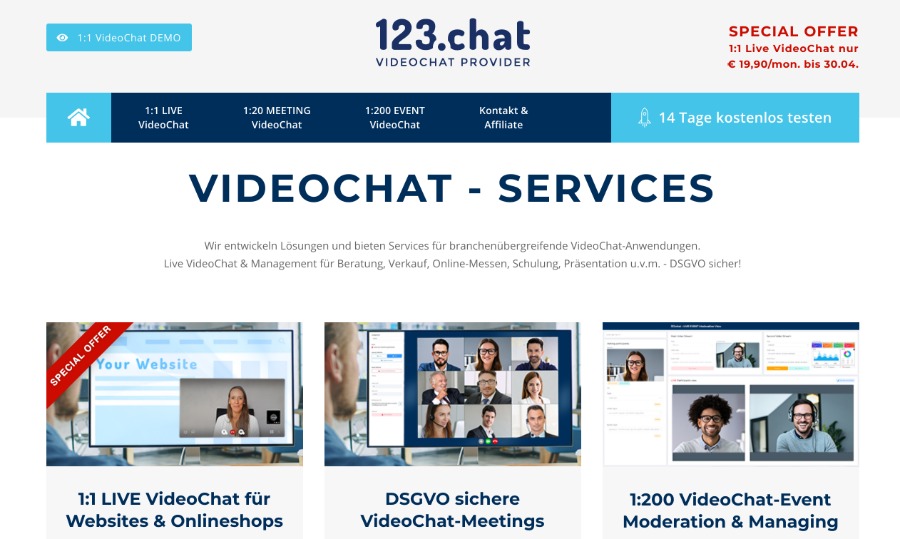 123.Chat | Videokonferenz-Tool für Online-Events