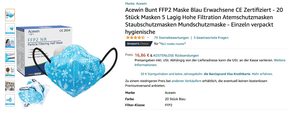 weihnachtliche FFP2-Maske