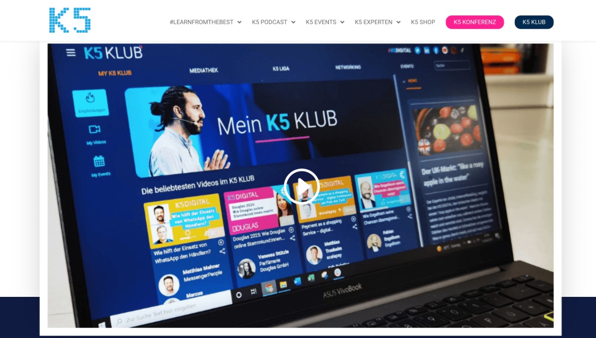 K5 Online-Lernplattform auf Event-Plattform