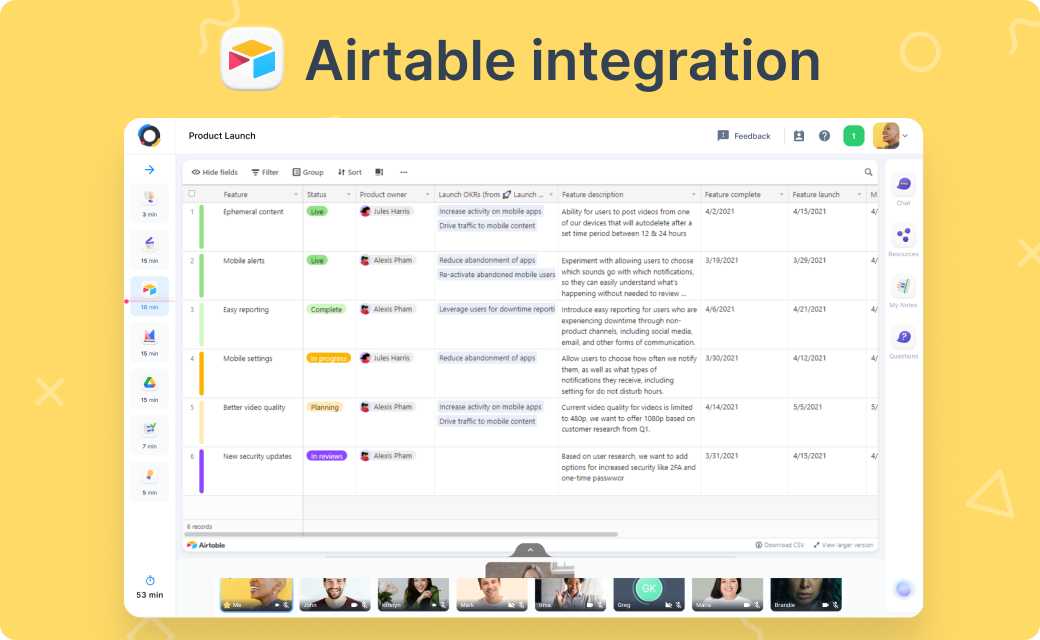 Integration Sessions & Airtable
