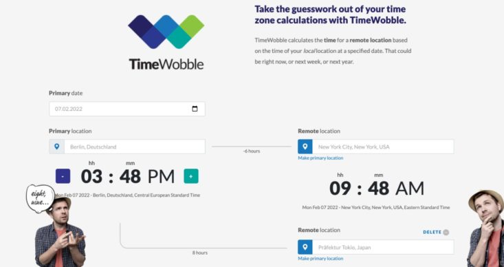 TimeWobble - Termine über verschiedene Zeitzonen hinweg koordinieren
