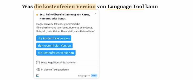 Language Tool - kostenfreie Version